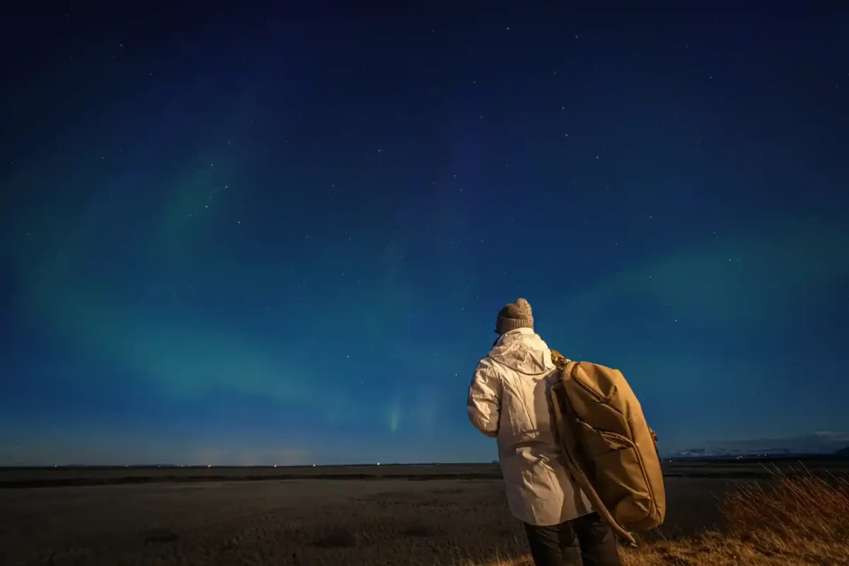 Guests on a private northern lights tour in Iceland