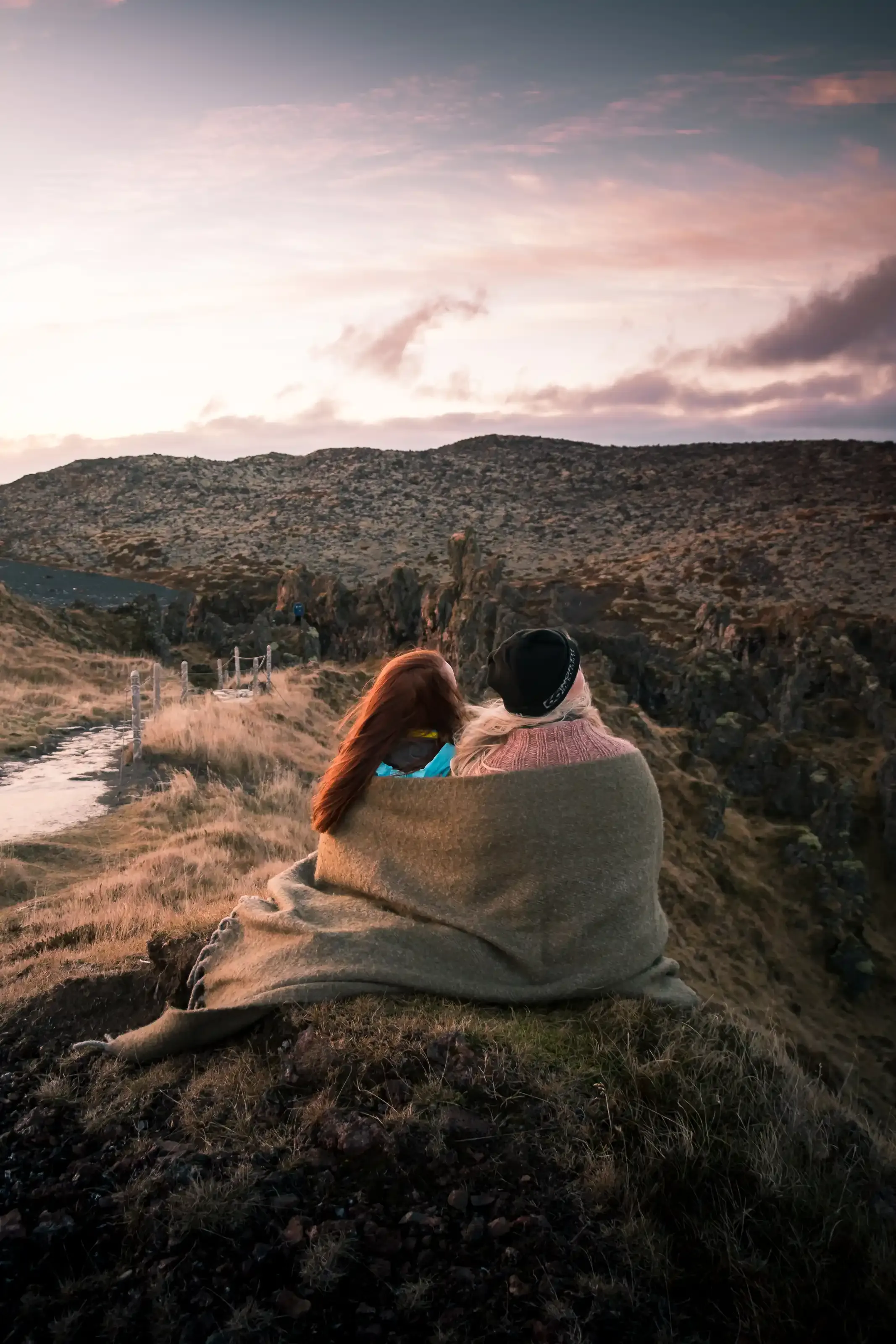 Couple enjoying Iceland landscape